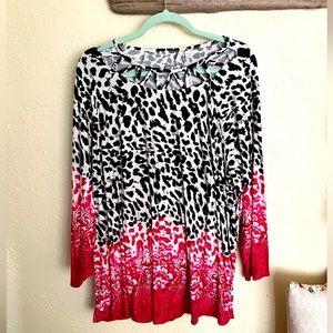Hot Pink Black Animal Print Top cotton
